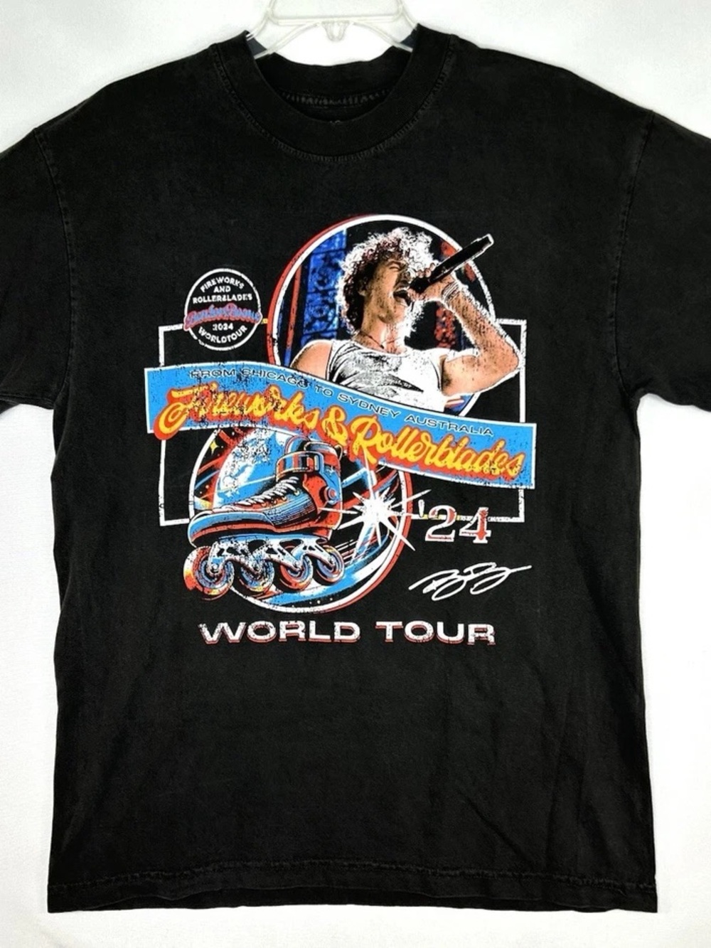 Benson Boone's 2024 "Fireworks & Rollerblades" World Tour T-Shirt Size Medium